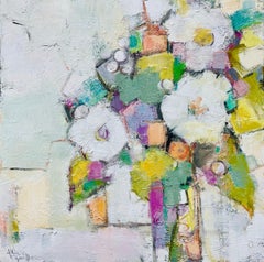 My Happy Dance by Allison Chambers, Oil on Canvas Abstract Floral Painting