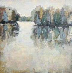 Zona neutra de Allison Chambers, Cuadro al óleo cuadrado grande de paisaje