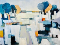 Puzzled by Allison Chambers, grande huile sur toile, peinture de paysage horizontal