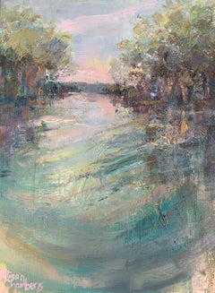 Rippling Waters by Allison Chambers, Framed Vertical Landscape Painting