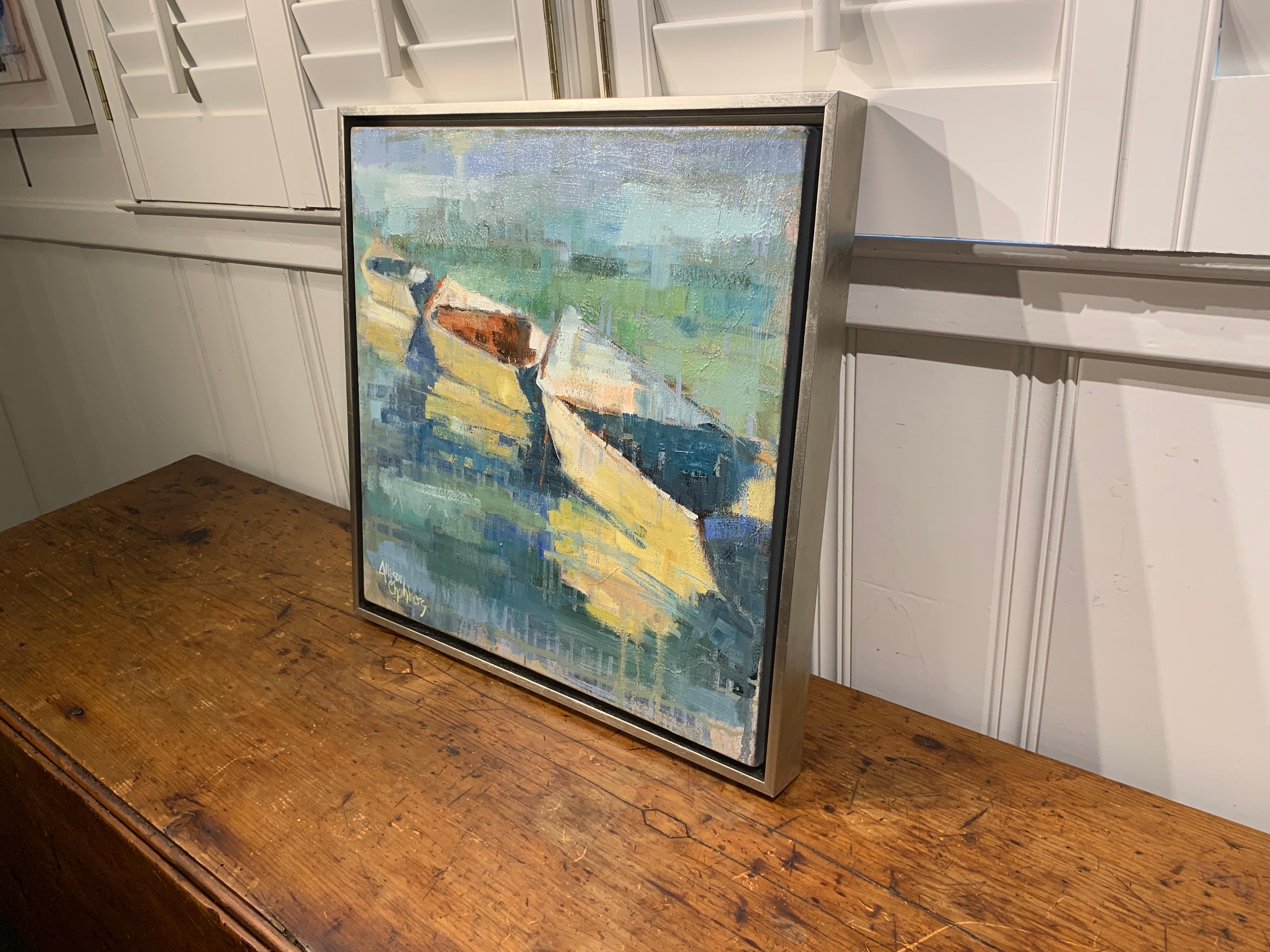 Row Your Boat by Allison Chambers, Framed Oil on Canvas Impressionist Painting 5