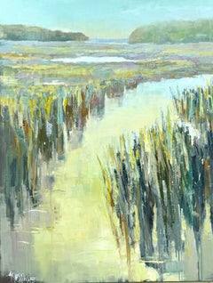 Splendor in the Grass d'Allison Chambers, huile sur toile verticale de paysage