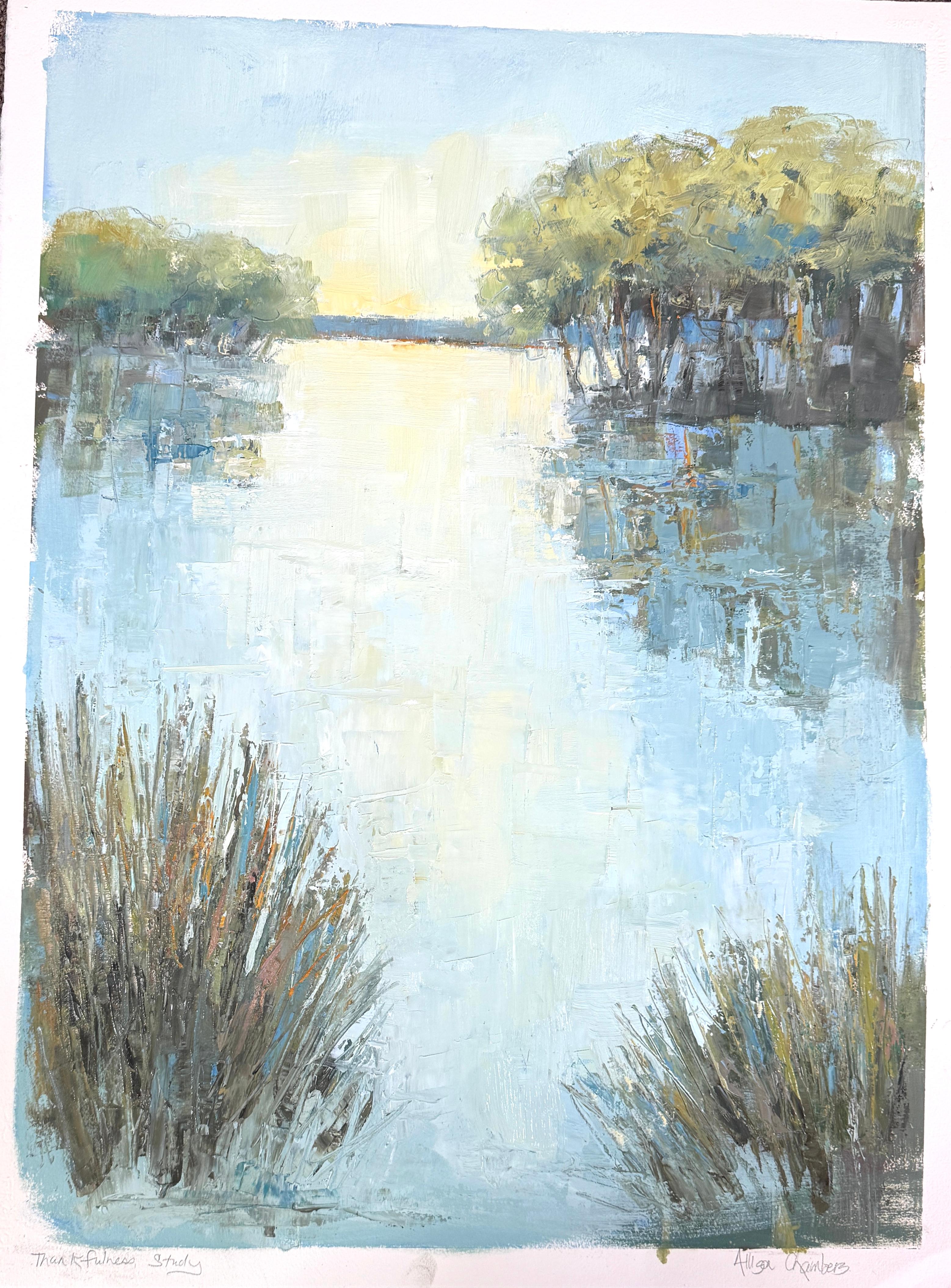 Allison Chambers, "Studio sulla gratitudine" - Pittura ad olio su carta espressiva
Abbraccia il calore e la profondità di "Thankfulness Study", un bellissimo dipinto a olio di 30 x 23 pollici di Allison Chambers. Con le sue pennellate espressive e