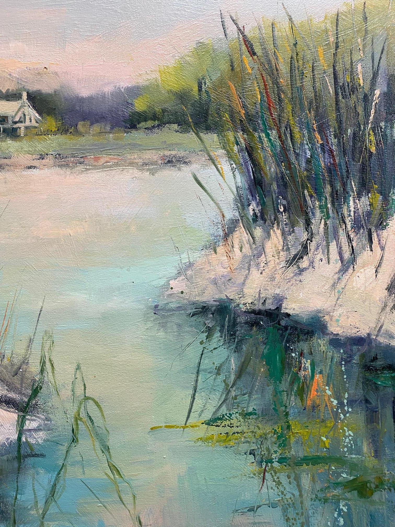 Through the Weeds II original 40x30 abstract expressionist marine landscape - Abstract Expressionist Painting by Allison Chambers