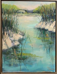 Through the Weeds II original 40x30 abstract expressionist marine landscape