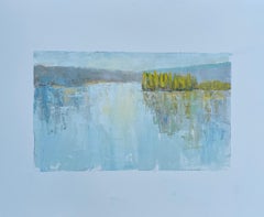 Tranquil Bliss par Allison Chambers, huile sur papier, peinture de paysage horizontal