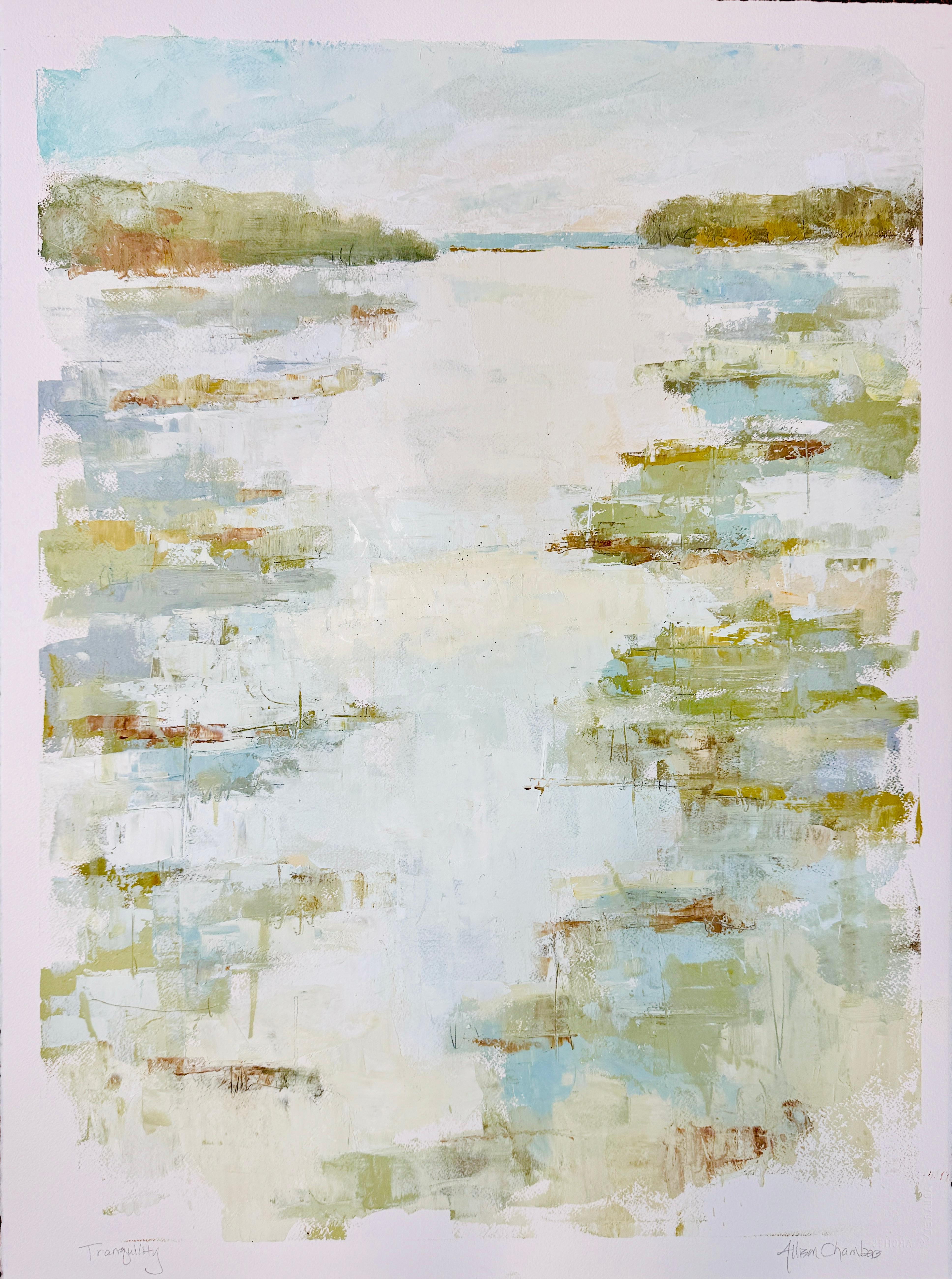 Tranquilidad by Allison Chambers, Óleo sobre papel vertical Pintura de paisaje