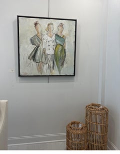 Trío de Allison Chambers, Pintura figurativa al óleo sobre lienzo enmarcada