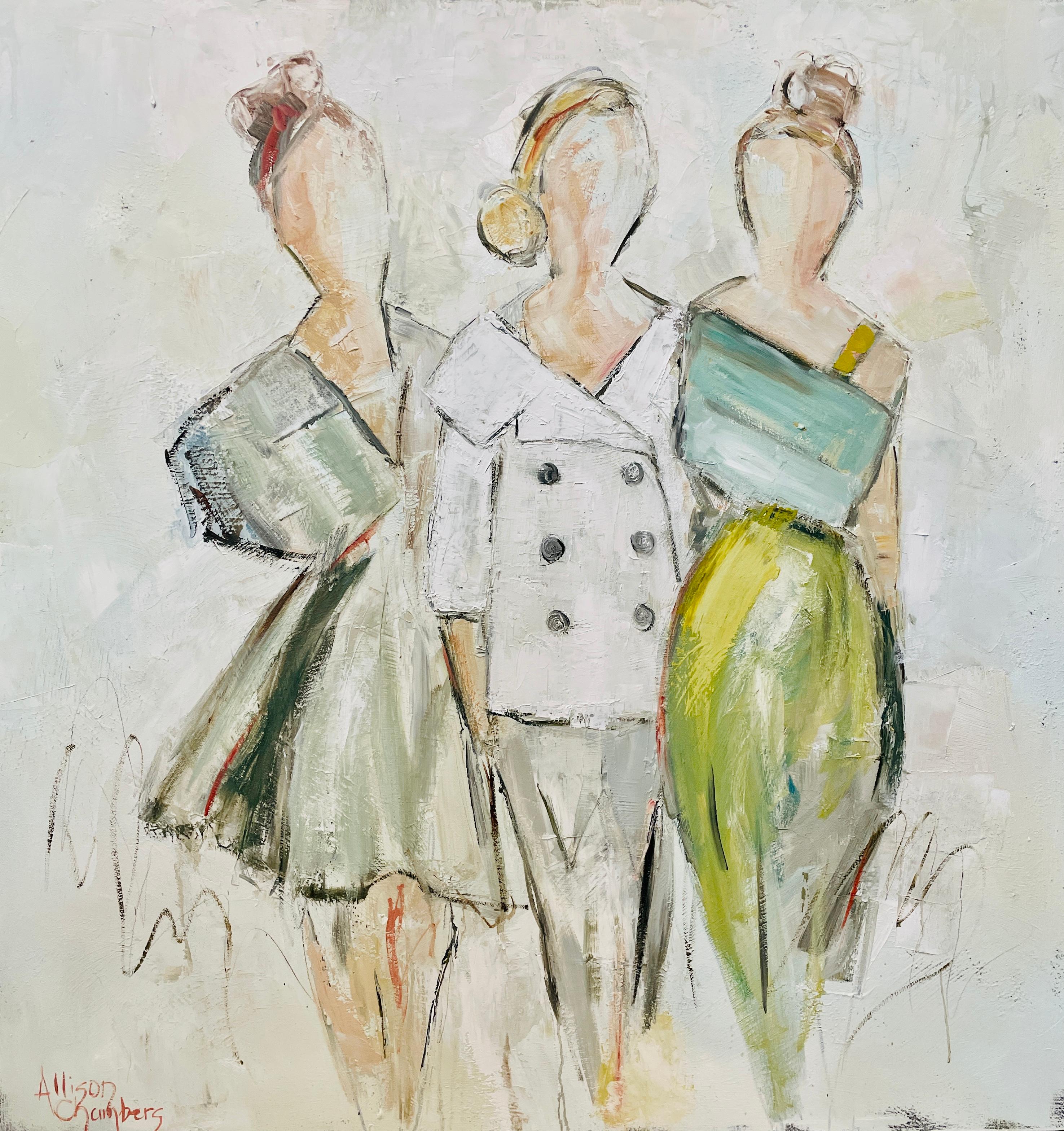Trio by Allison Chambers, Framed Figurative Oil on Canvas Painting