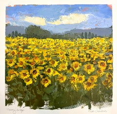La Toscane au soleil par Allison Chambers, huile sur papier Peinture de paysage