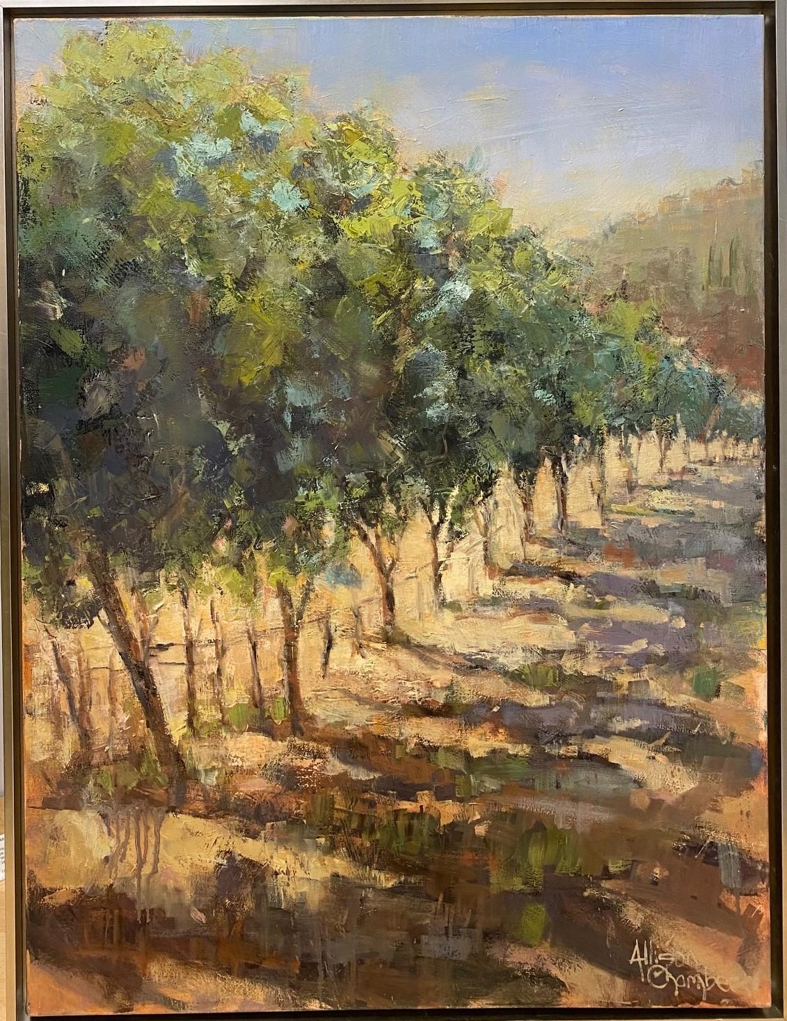 Allison Chambers Landscape Painting - Vines, original 40x30 impressionist vineyard landscape