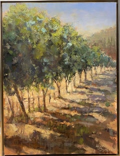 Viñas, paisaje de viñedos impresionista original de 40x30