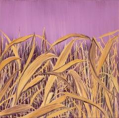 Dune Grass Study, botanical, purple and yellow