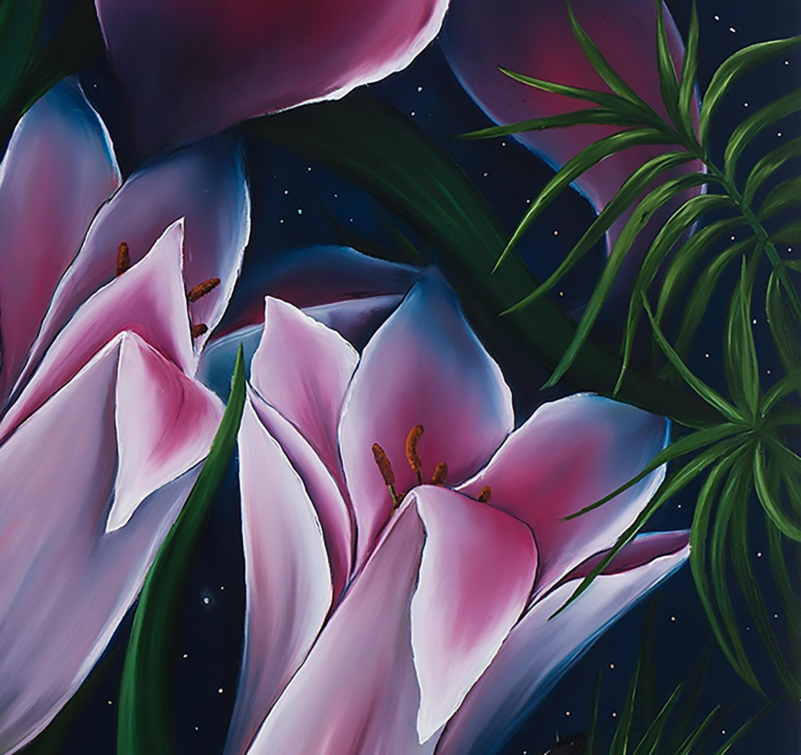Il giardino notturno - Figurative Painting Nero di Allison Green