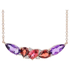 Allison Kaufman 14K Rose Gold Pendant Necklace Cascading Semi Precious Stones