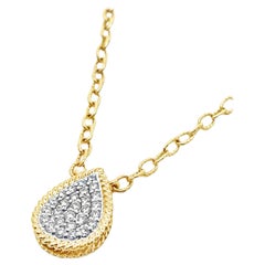 Allison Kaufman 14K Two Tone Gold Pear Shape Diamond Pendant Link Chain Necklace