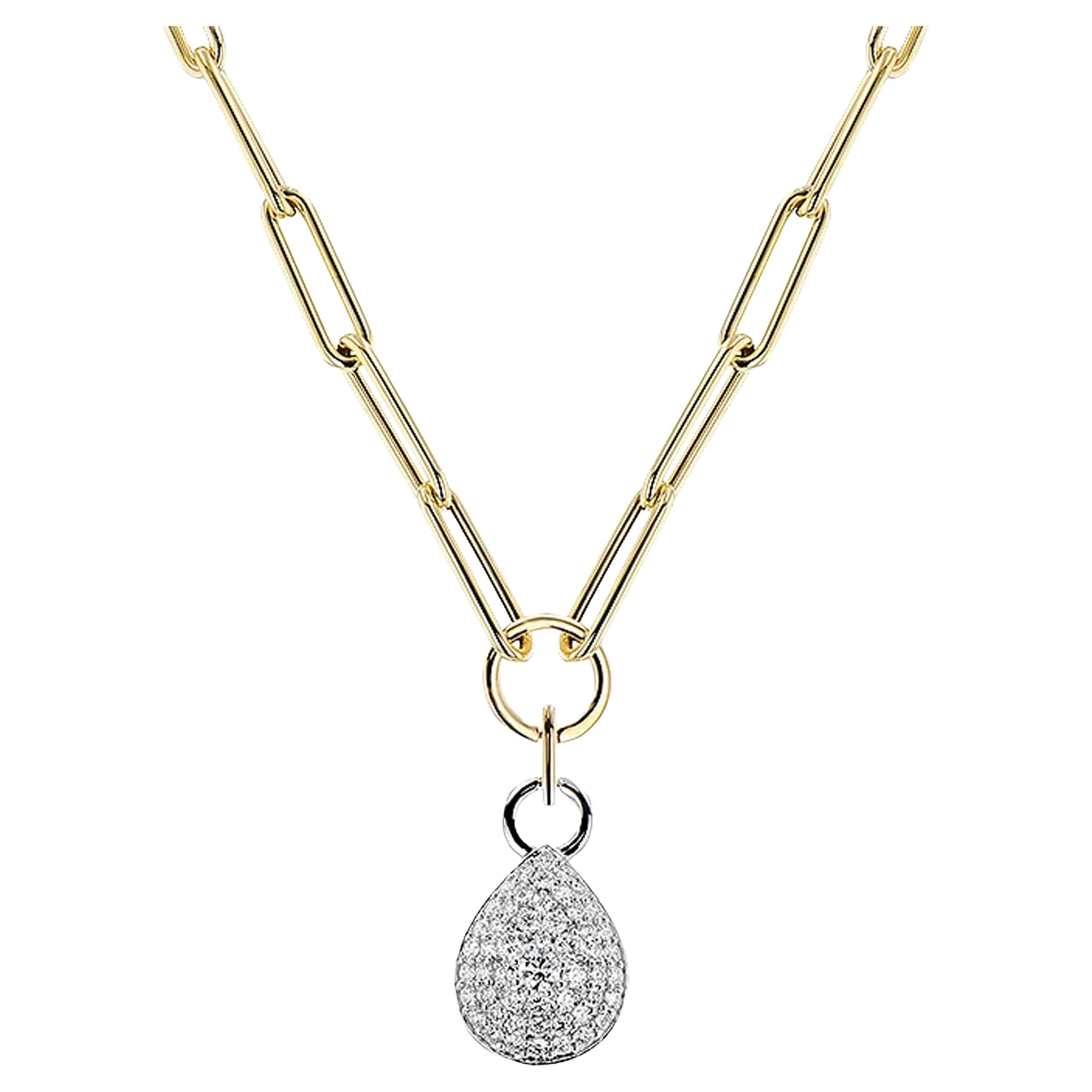 Allison Kaufman 14K - Collier trombone bicolore avec pendentif en forme de goutte de diamant en vente