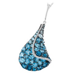 Collana con ciondolo asimmetrico in oro blu e diamanti Allison Kaufman, oro bianco 14 carati