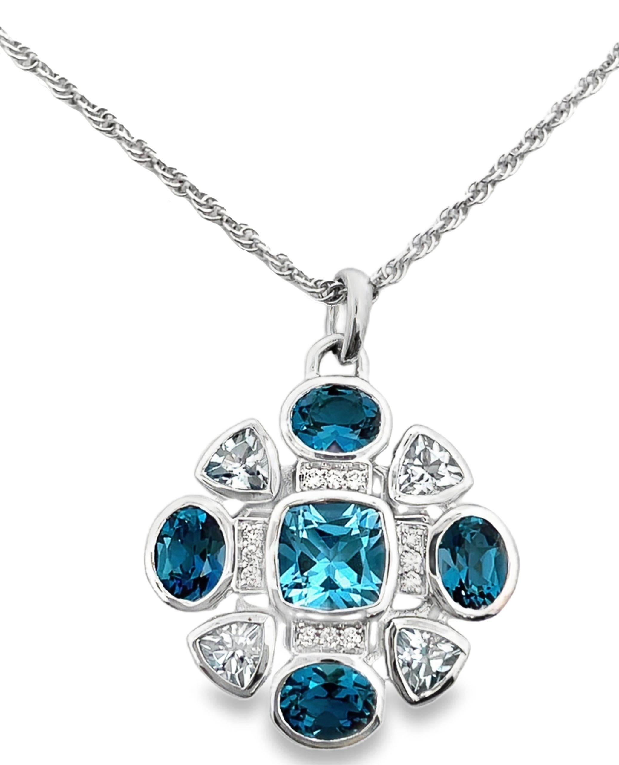 Collana con ciondolo geometrico in oro blu e diamanti di Allison Kaufman in oro bianco 14 carati In condizioni Nuovo in vendita a Old Tappan, NJ