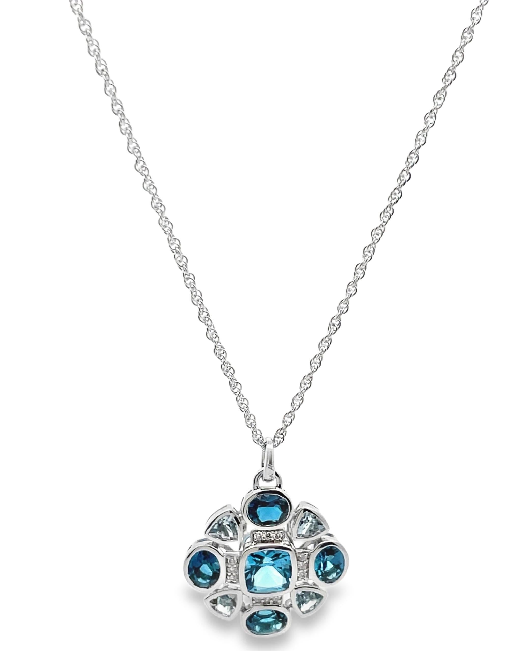 Donna Collana con ciondolo geometrico in oro blu e diamanti di Allison Kaufman in oro bianco 14 carati in vendita
