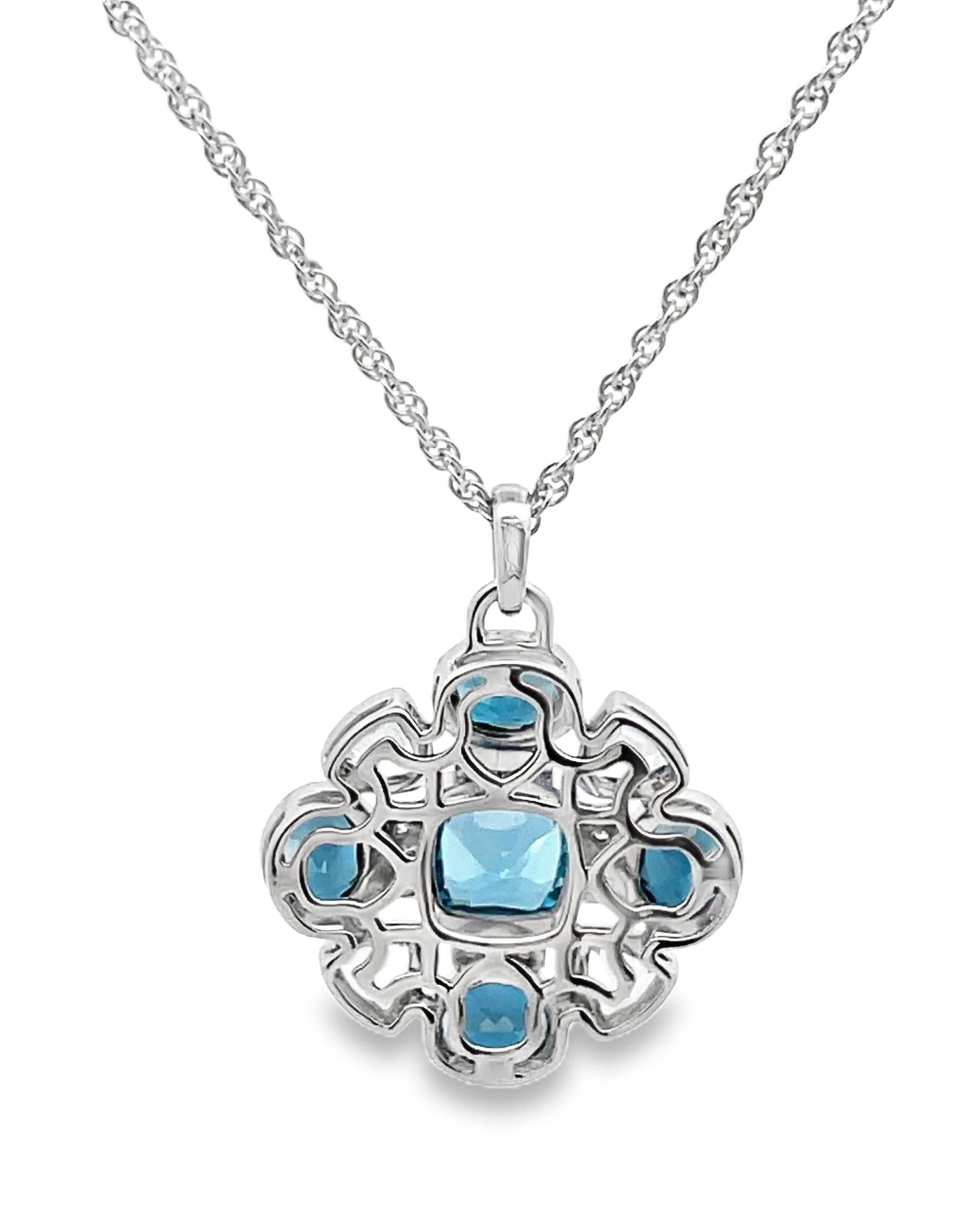 Collana con ciondolo geometrico in oro blu e diamanti di Allison Kaufman in oro bianco 14 carati in vendita 1