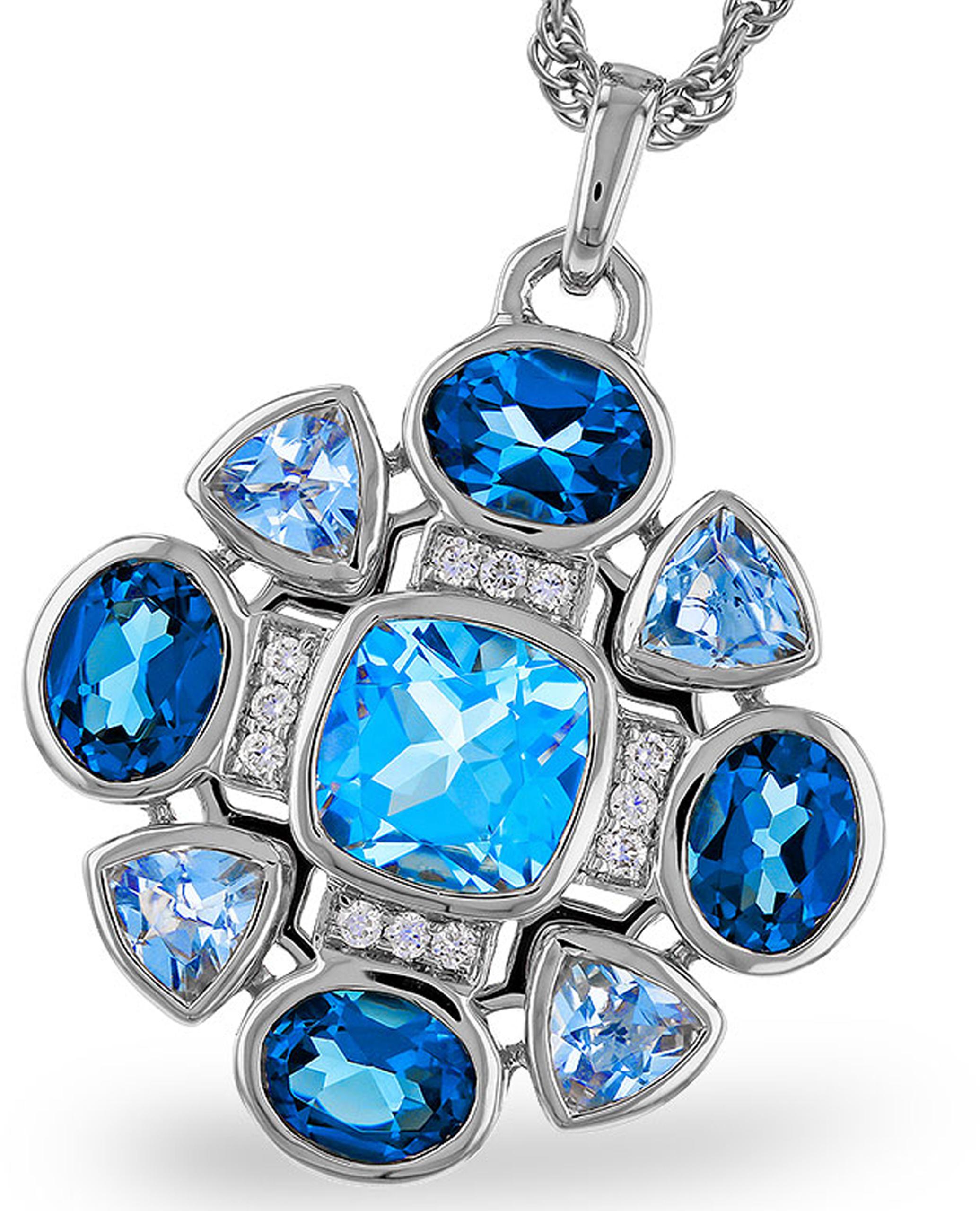 Collana con ciondolo geometrico in oro blu e diamanti di Allison Kaufman in oro bianco 14 carati in vendita 3