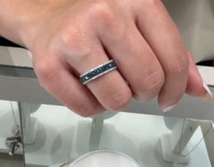 Allison Kaufman 14K White Gold Diamond Band with Treated Blue Diamonds