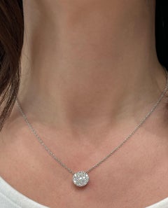 Allison Kaufman 14K White Gold Diamond Circular Pendant Necklace 1.00 Carat Pavé