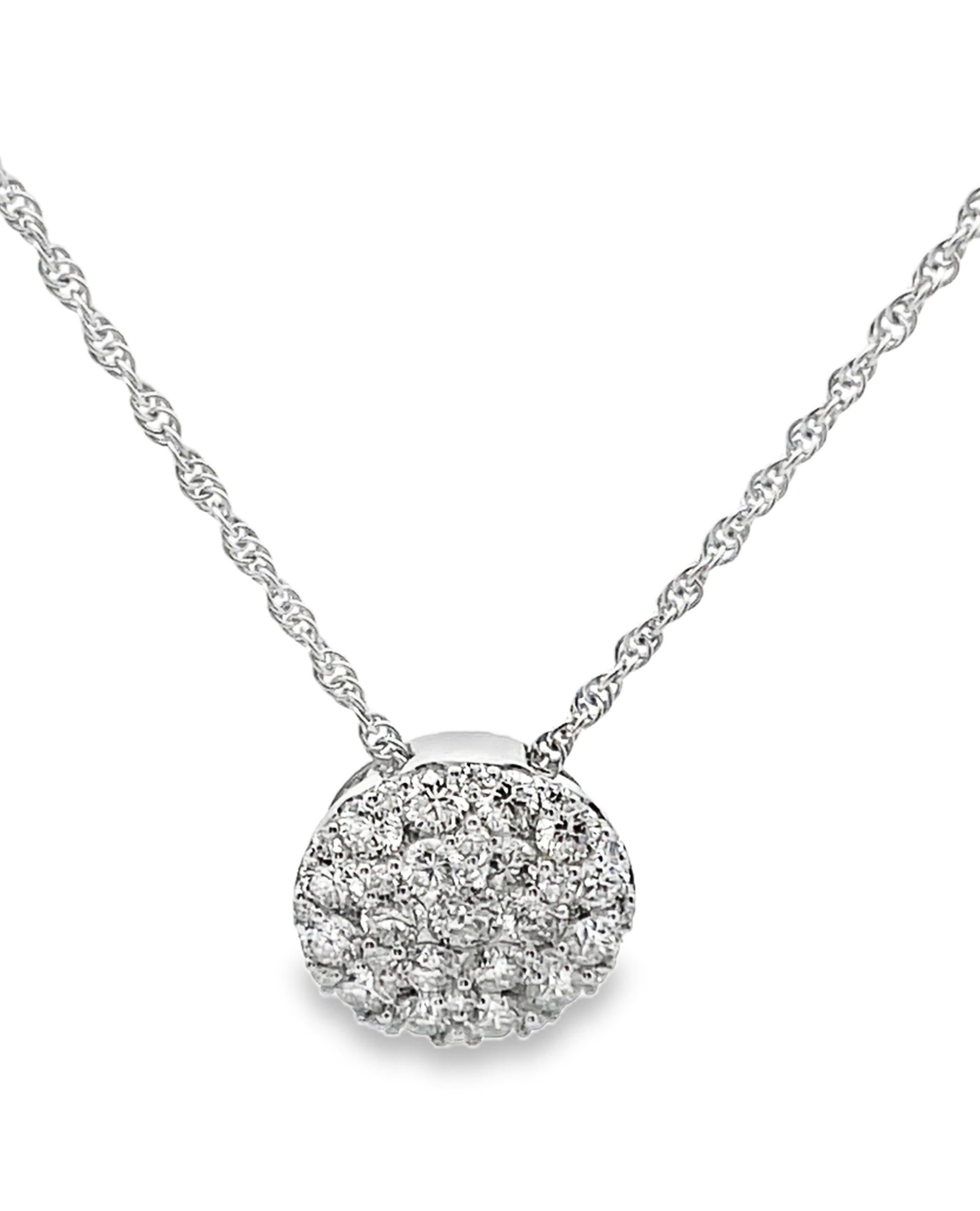 Allison Kaufman 14K White Gold Diamond Circular Pendant Necklace, 1.00 Carats In New Condition For Sale In Old Tappan, NJ