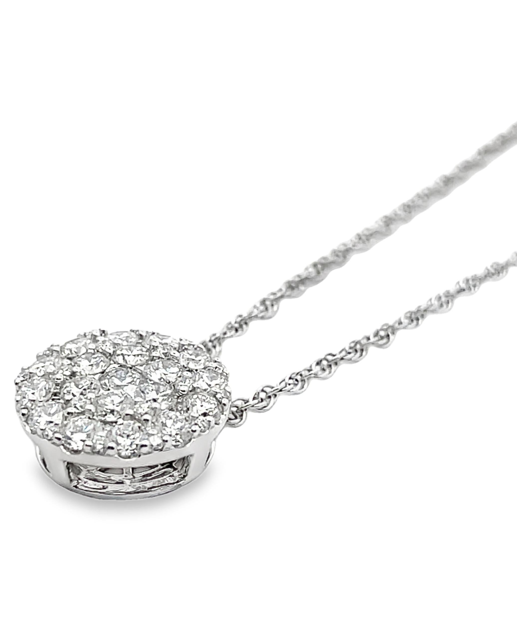 Allison Kaufman 14K White Gold Diamond Circular Pendant Necklace, 1.00 Carats For Sale 1