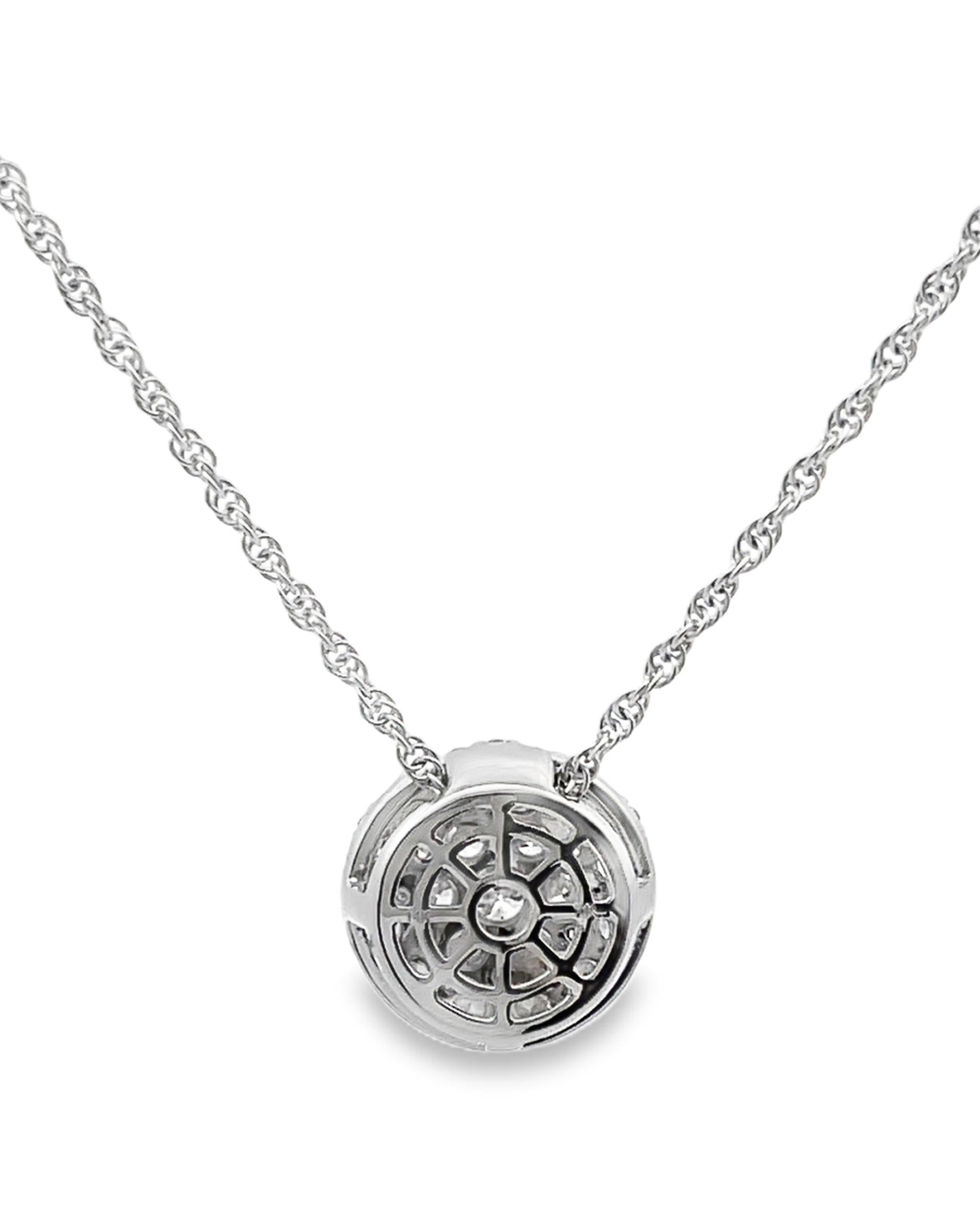 Allison Kaufman 14K White Gold Diamond Circular Pendant Necklace, 1.00 Carats For Sale 3