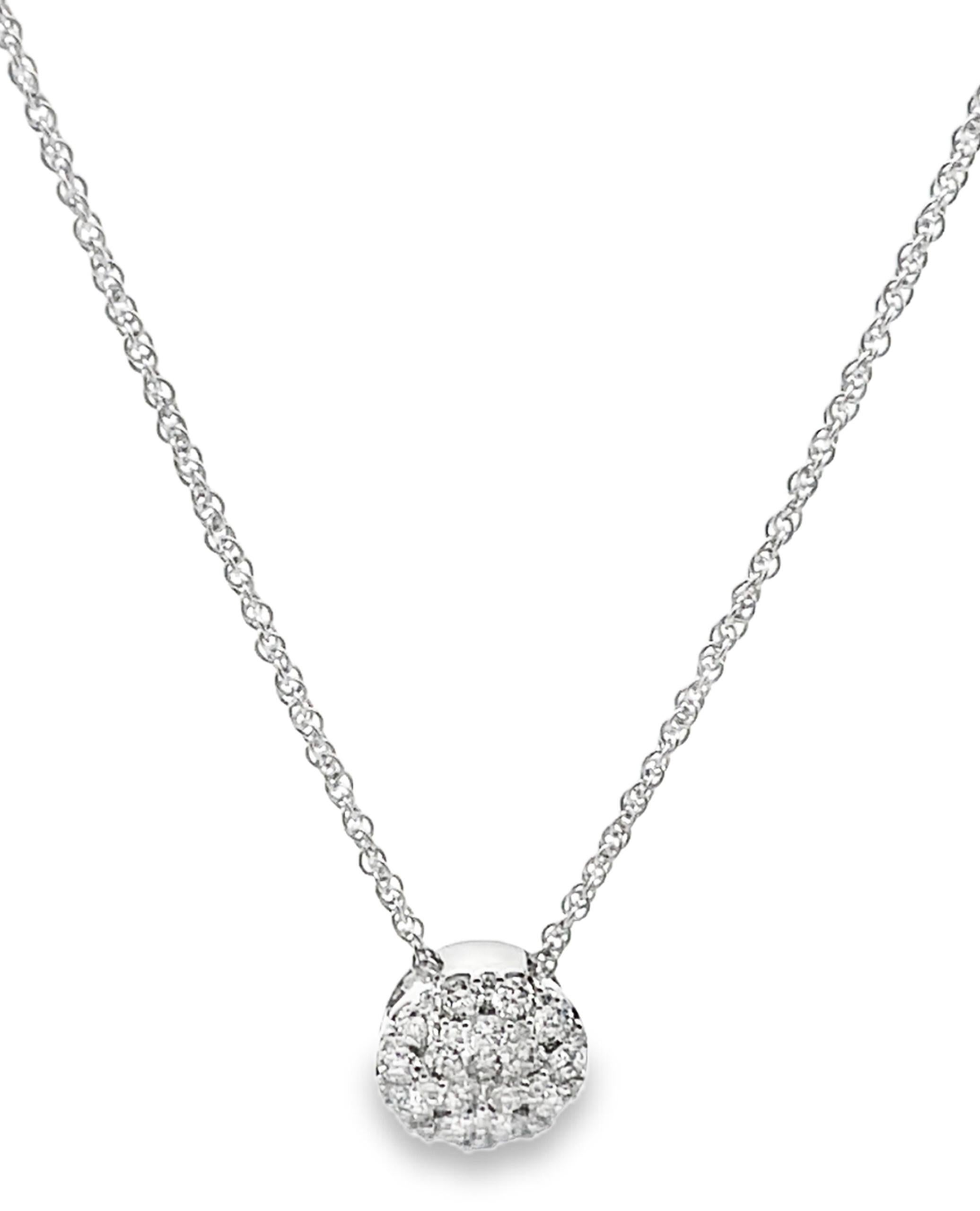 Allison Kaufman 14K White Gold Diamond Circular Pendant Necklace In New Condition For Sale In Old Tappan, NJ