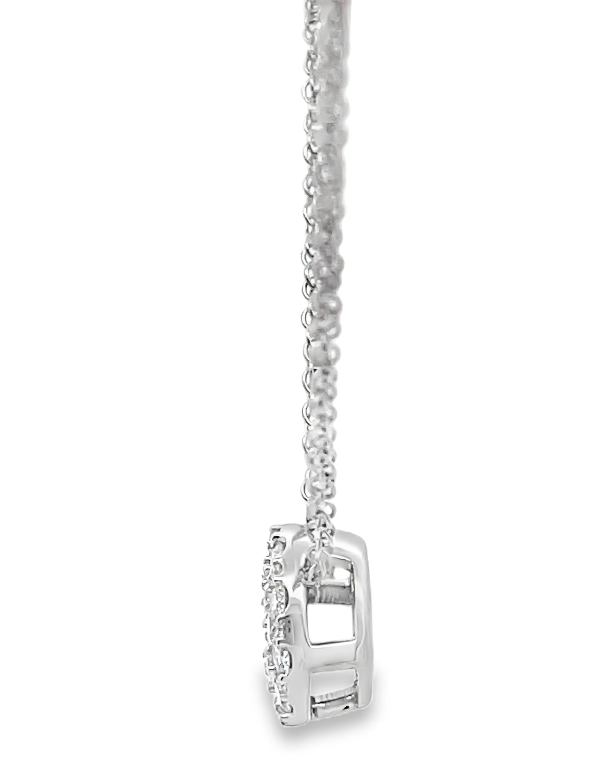 Allison Kaufman 14K White Gold Diamond Circular Pendant Necklace For Sale 2