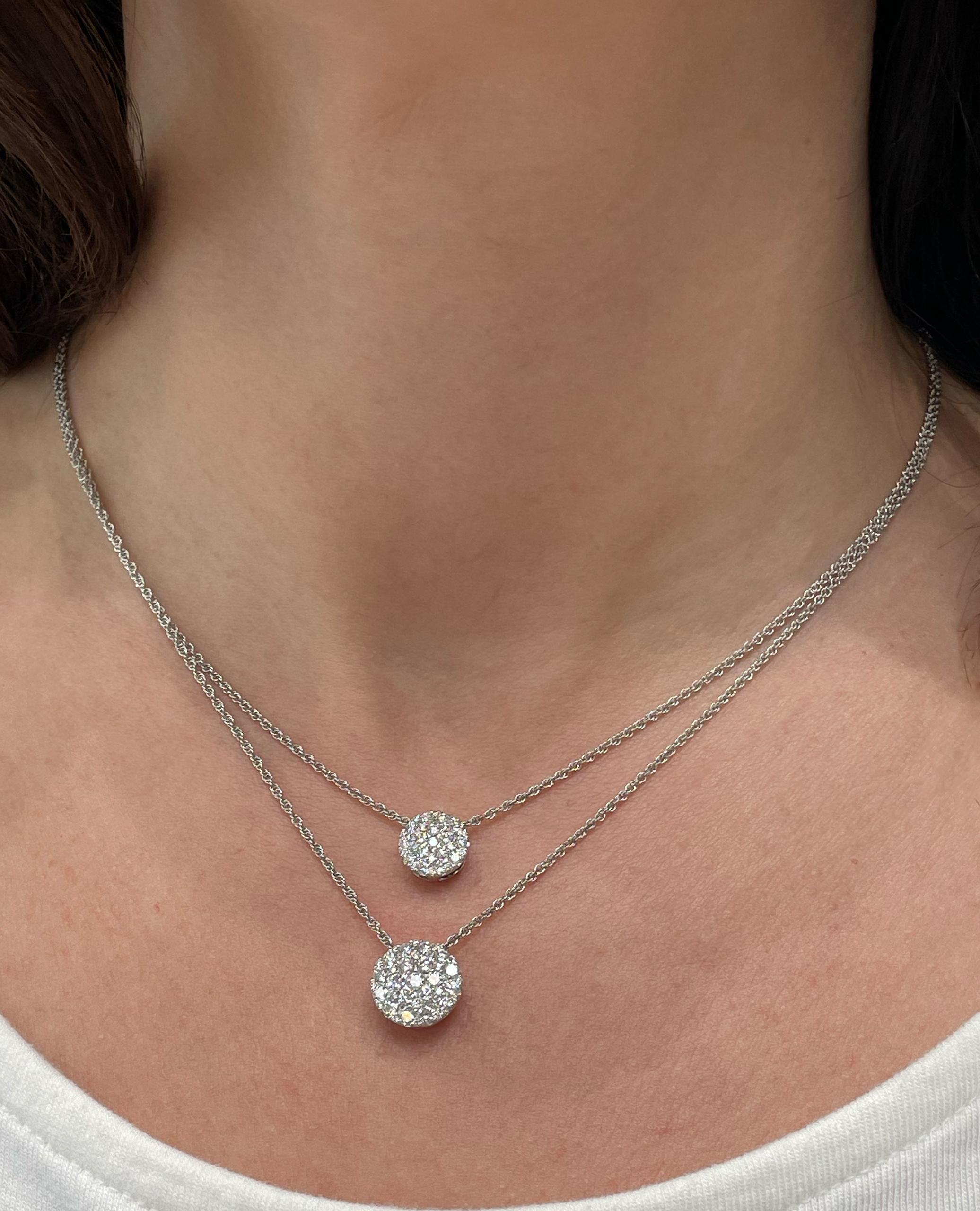 Allison Kaufman 14K White Gold Diamond Circular Pendant Necklace For Sale 3