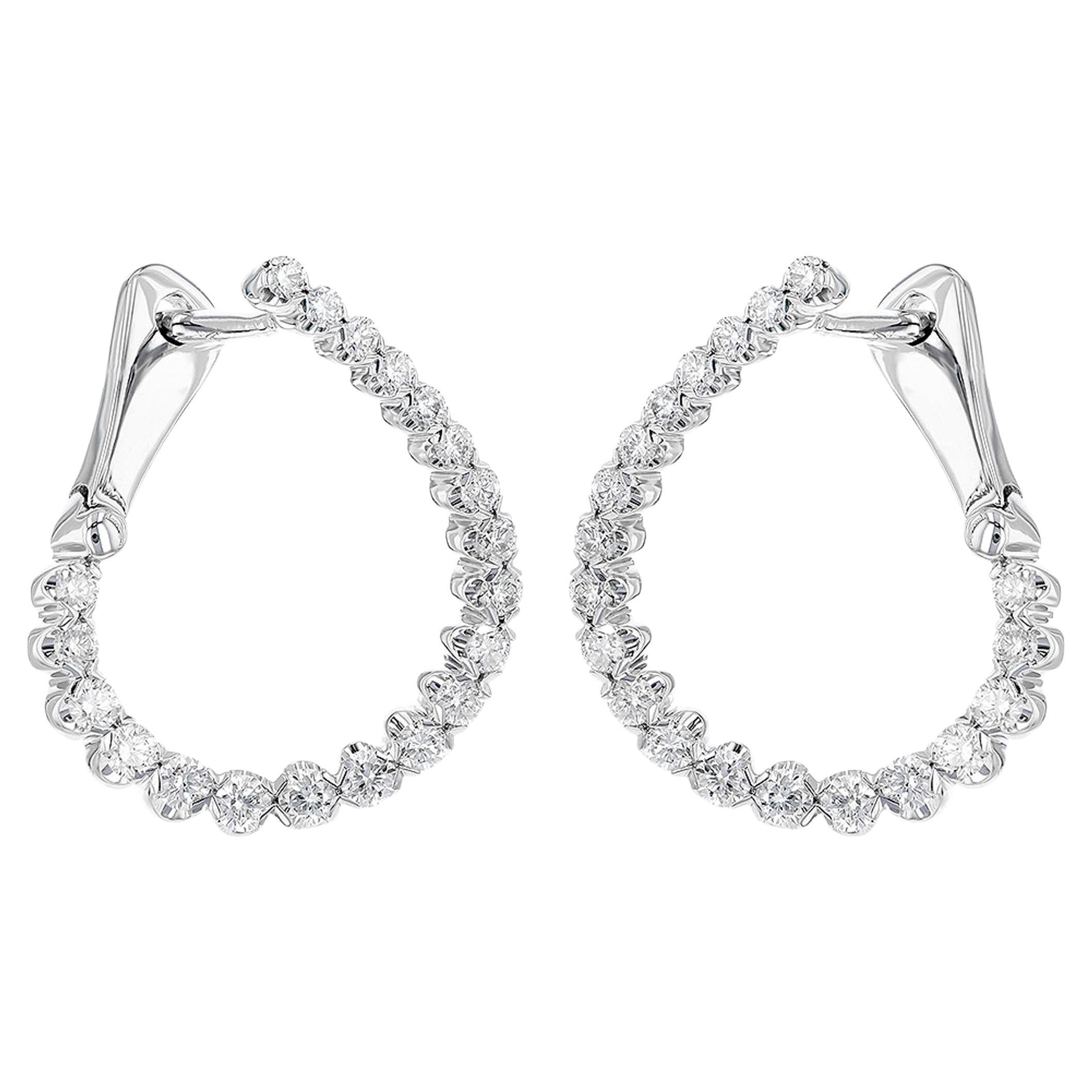 Allison Kaufman 14K White Gold Diamond Hoop Earrings 0.50 Carats