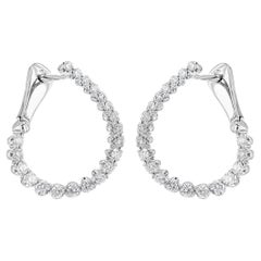 Allison Kaufman 14K White Gold Diamond Hoop Earrings 0.50 Carats