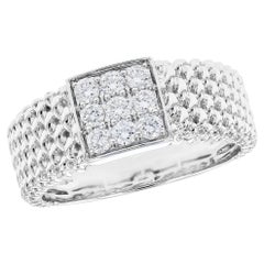 Allison Kaufman 14K White Gold Mesh Ring with Diamonds