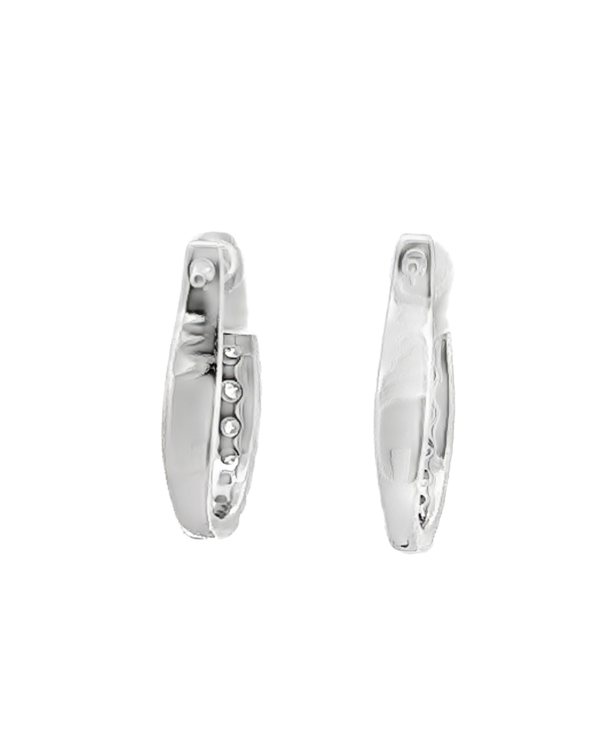 Contemporary Allison Kaufman 14K White Gold Oval Hoop Earrings with Diamonds For Sale