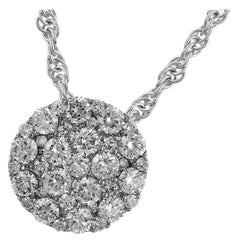 Allison Kaufman 14K White Gold Pavé Set Diamond Circular Pendant Necklace
