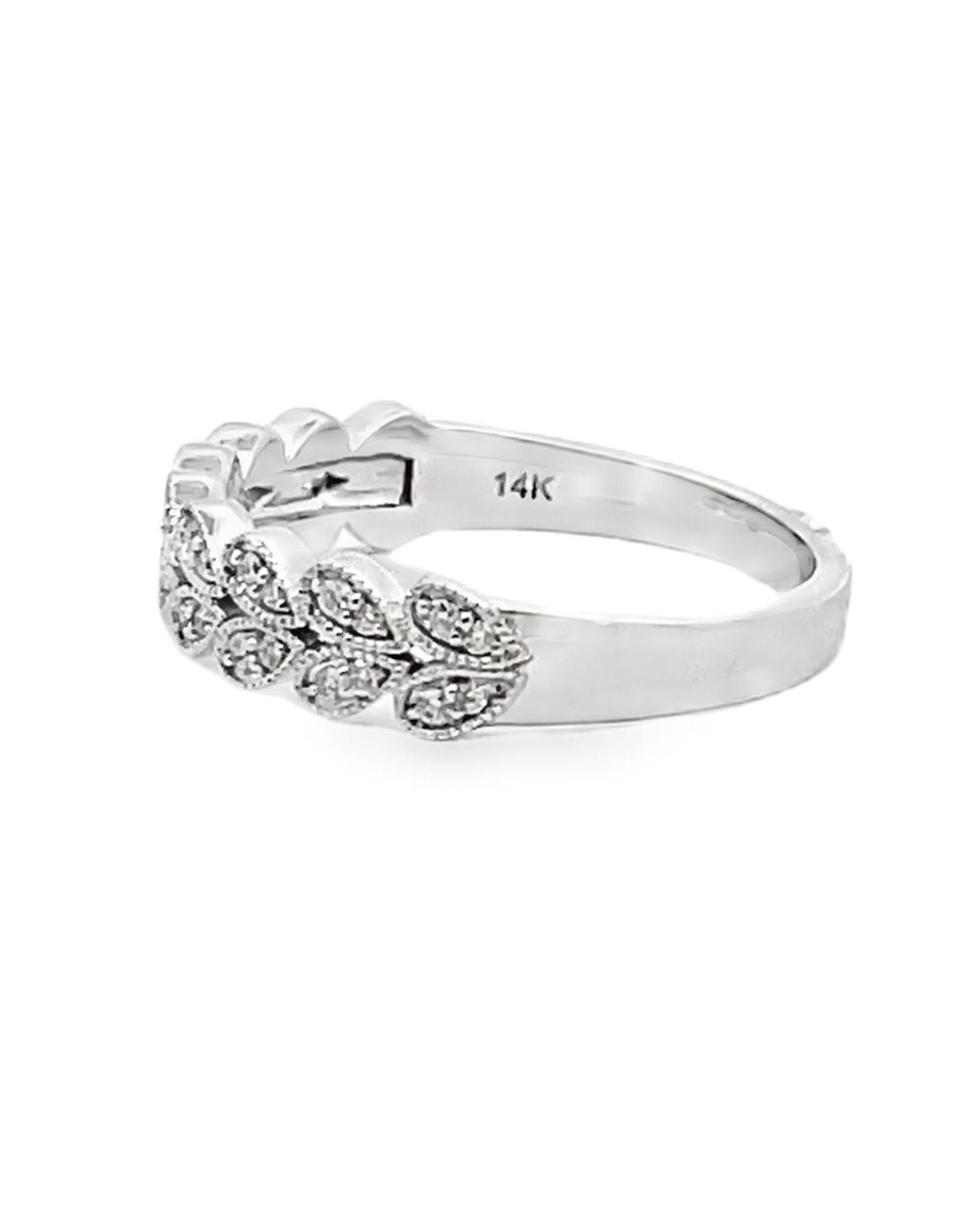 Contemporary Allison Kaufman 14K White Gold Wedding Band with Diamonds For Sale