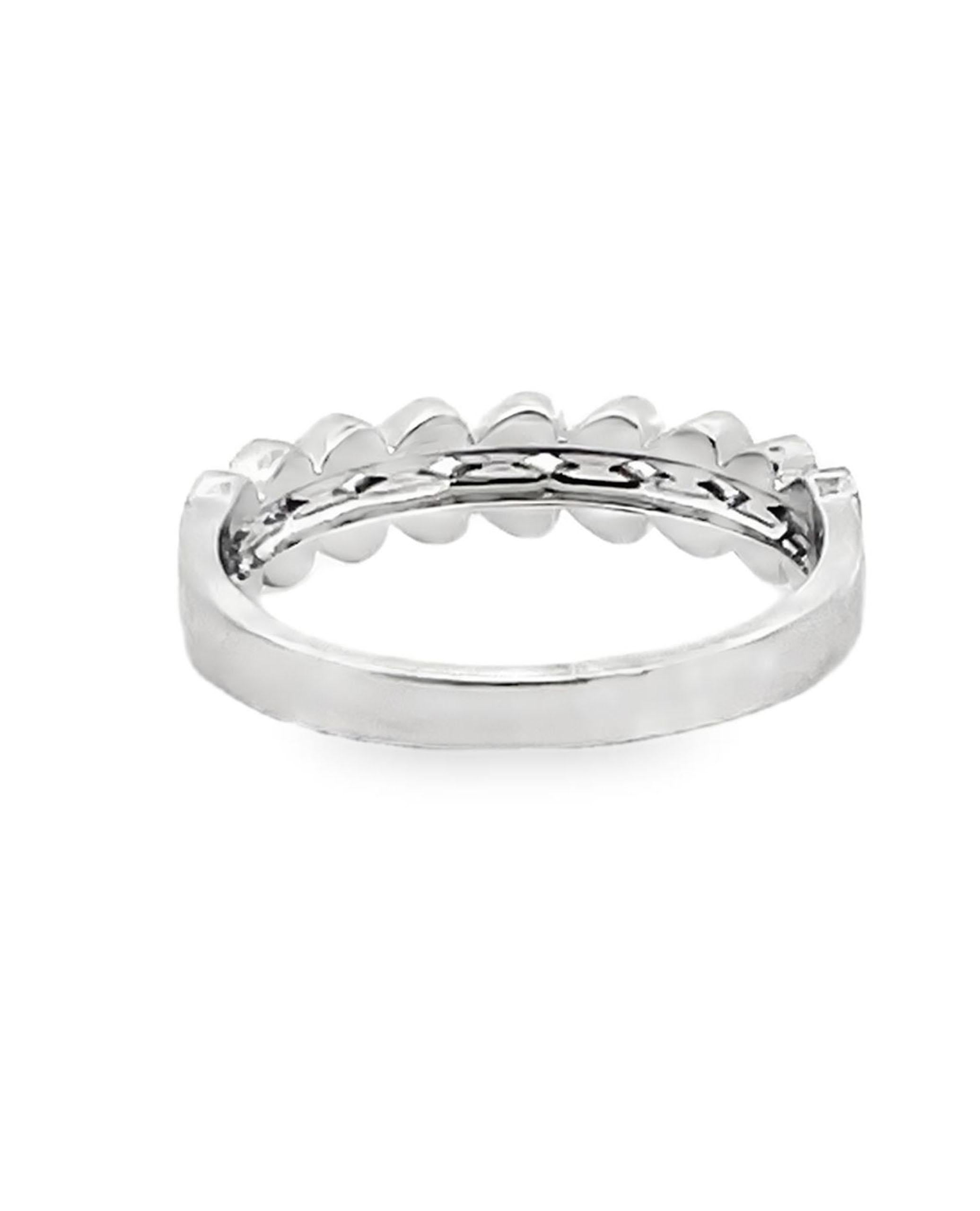 Round Cut Allison Kaufman 14K White Gold Wedding Band with Diamonds For Sale