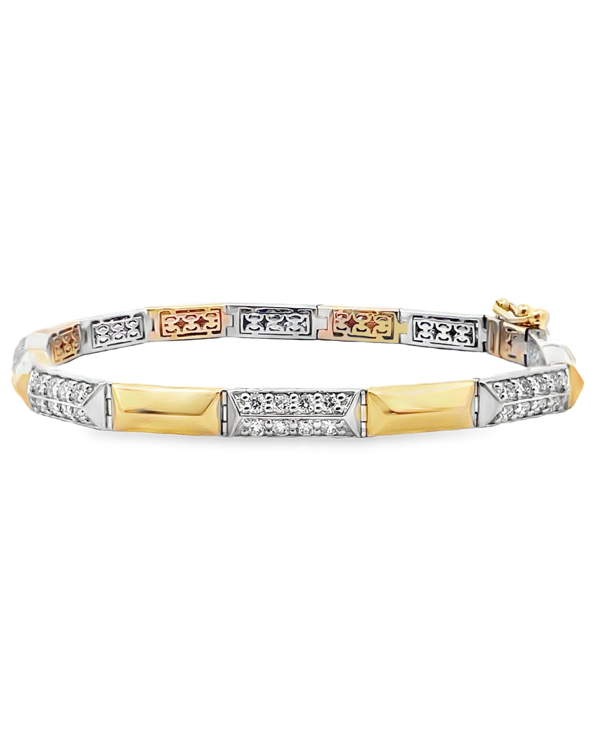Allison Kaufman 14K Gelb- und Weißgold Diamantarmband 1,94 Karat (Zeitgenössisch) im Angebot
