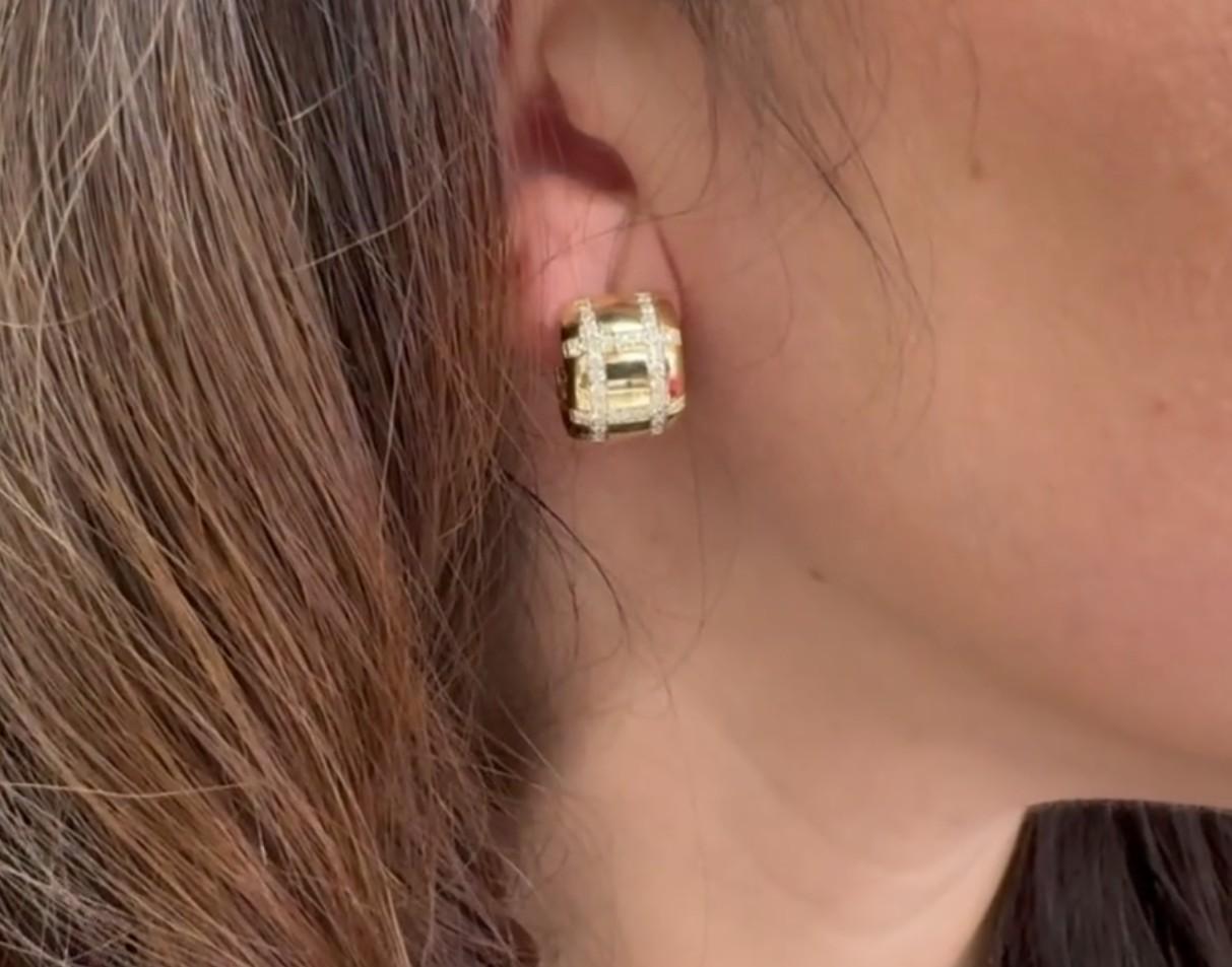 Allison Kaufman 14K Yellow Gold 0.75 Carats Diamond Huggie Earrings For Sale 4
