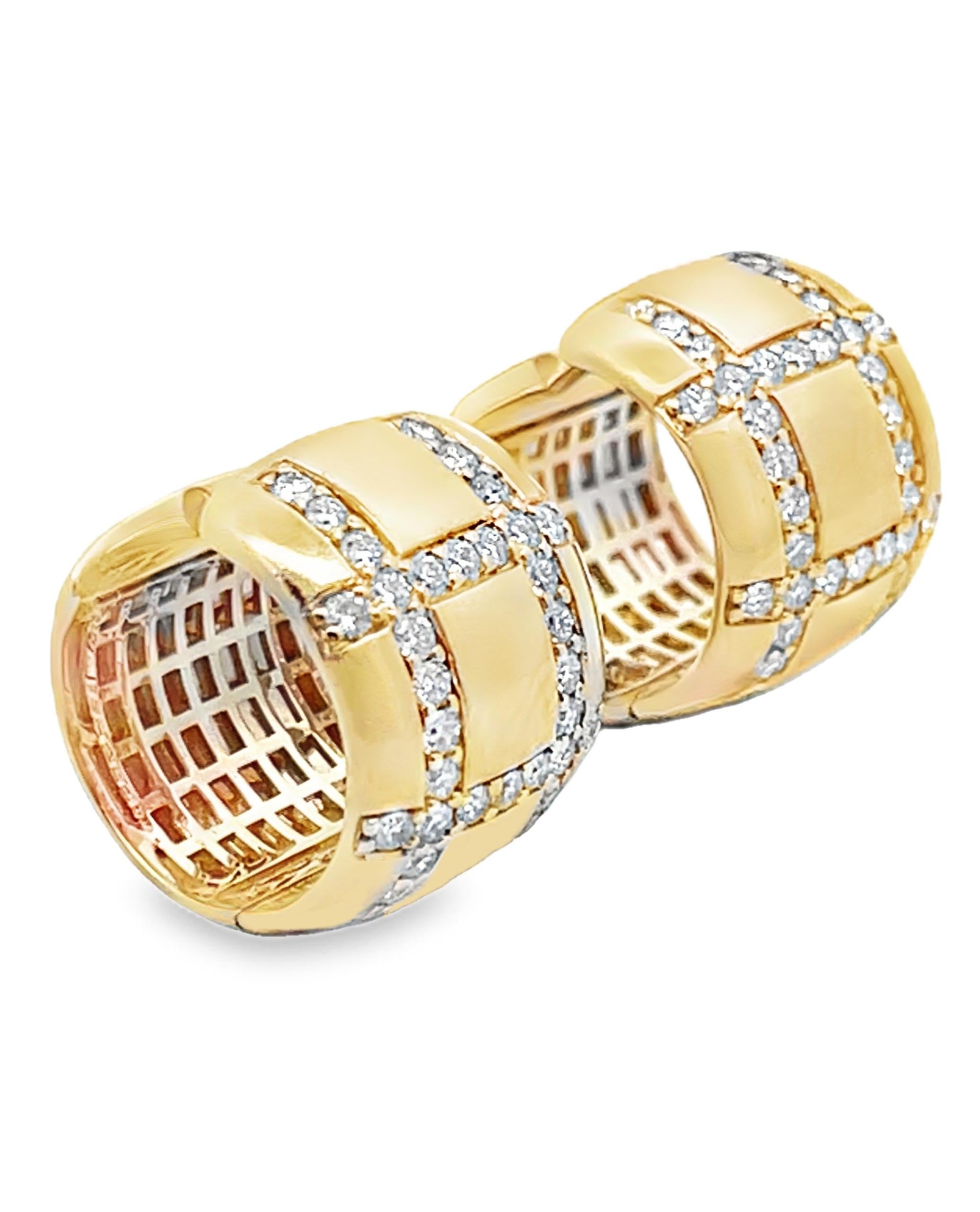 Contemporary Allison Kaufman 14K Yellow Gold 0.75 Carats Diamond Huggie Earrings For Sale
