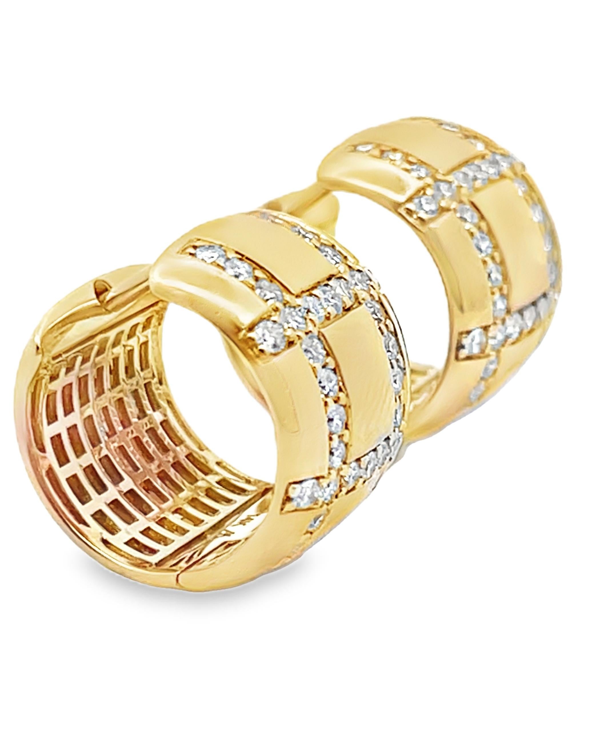 Round Cut Allison Kaufman 14K Yellow Gold 0.75 Carats Diamond Huggie Earrings For Sale