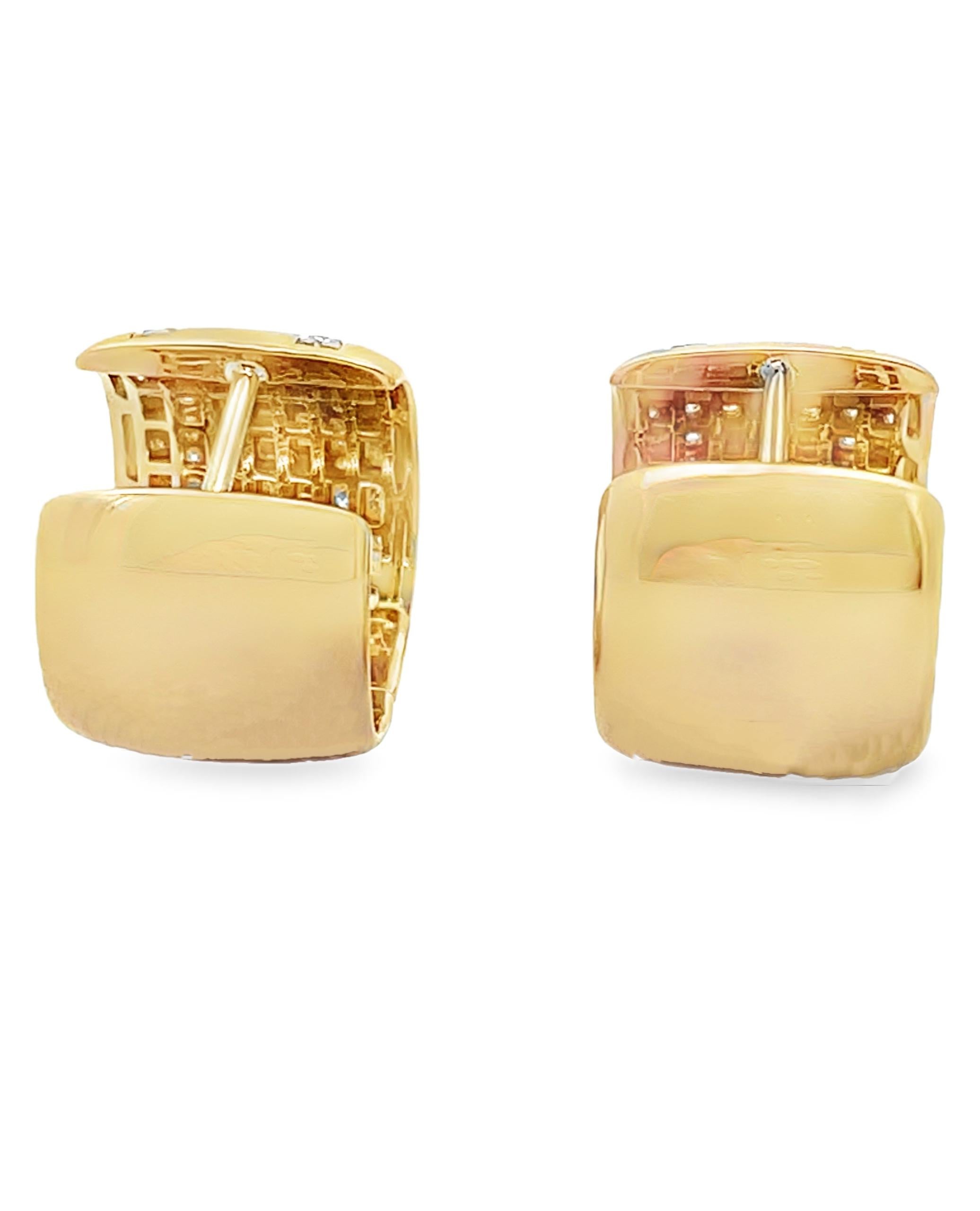 Allison Kaufman 14K Yellow Gold 0.75 Carats Diamond Huggie Earrings In New Condition For Sale In Old Tappan, NJ