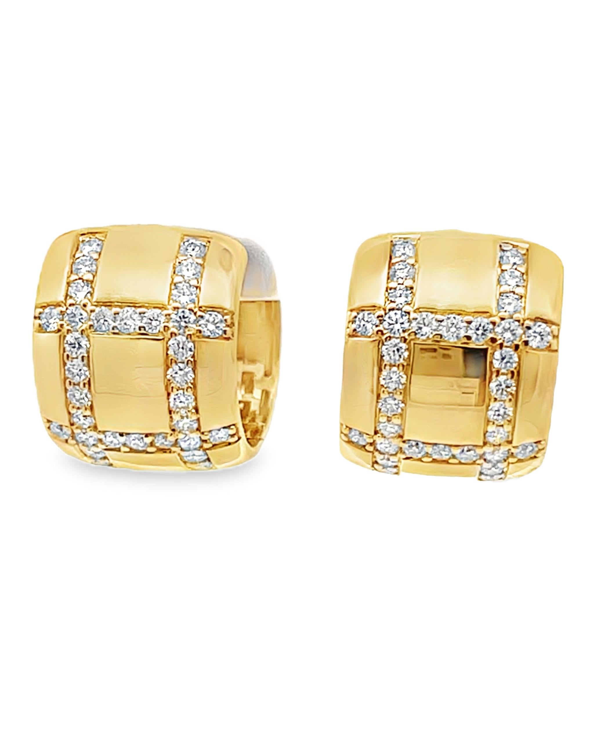 Women's Allison Kaufman 14K Yellow Gold 0.75 Carats Diamond Huggie Earrings For Sale
