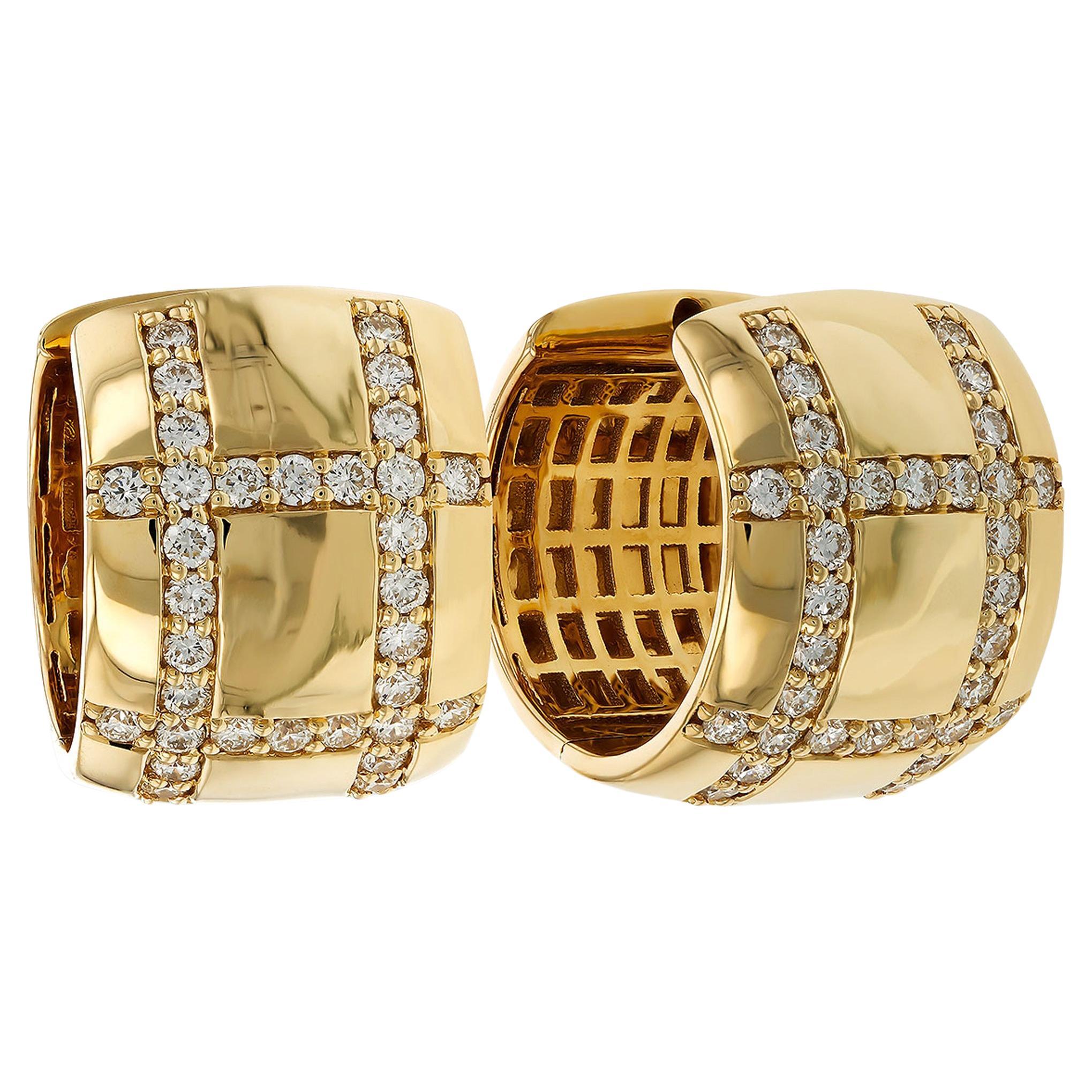 Allison Kaufman 14K Yellow Gold 0.75 Carats Diamond Huggie Earrings For Sale