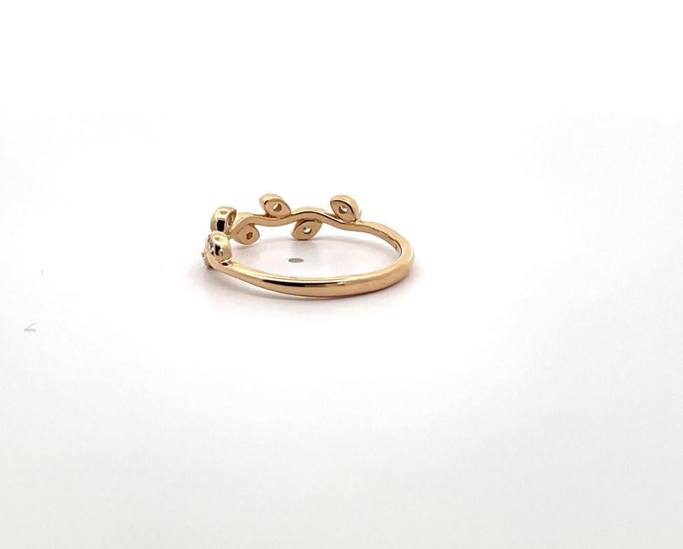 Allison Kaufman 14K Yellow Gold Cascading Wedding Ring with 0.14 Carat Diamonds For Sale 1