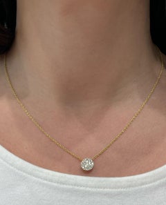 Allison Kaufman 14K Yellow Gold 0.50 Ct Diamond Cluster Circle Pendant Necklace